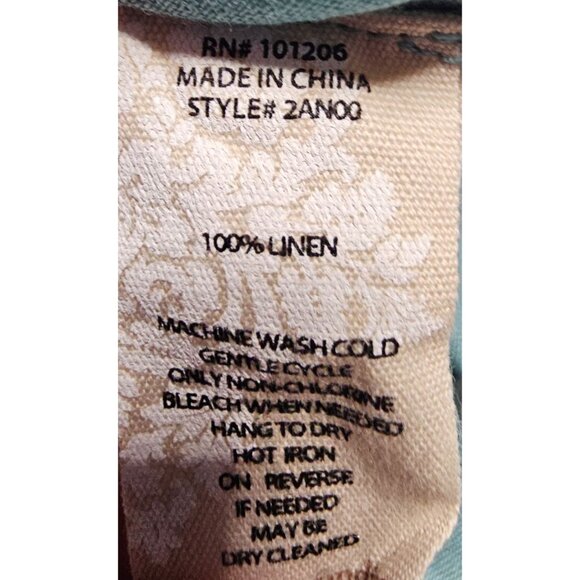 Soft Surroundings Womens S Island Breeze Lagenlook‎ Turquoise Linen Top - Picture 12 of 12